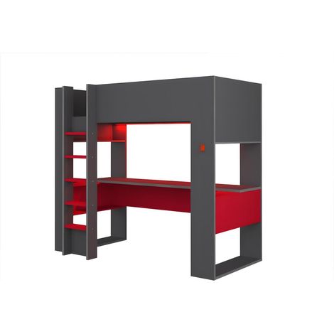 Etagenbett 5050 Anthrazitrot mit Schreibtisch (1/5)