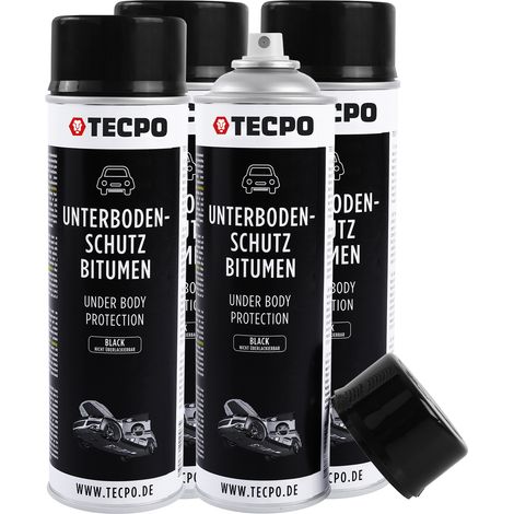 TECPO Unterbodenschutz Bitumen 4x 500ml schwarz Steinschlagschutz UBS Versieglung Spray Schutz vor Steinschlag, Rost, Chemikalien mit Anti-Dröhn-Wirkung