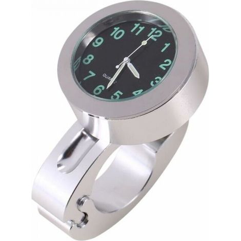 [NEVER USED] Motorcycle Handlebar Clock, Silver Motorcycle Waterproof Handlebar Clock with Luminous Mount for Most Motorcycle Cruiser Chopper