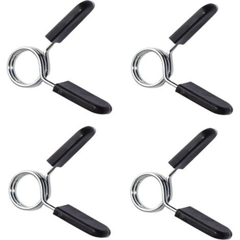 Lot de 4 Pinces à Ressort pour haltères, 25 mm, Pince à Ressort pour haltères, Pinces à Ressort, Pinces pour haltérophiles, entraînement de Force, Court, haltérophilie (1/4)