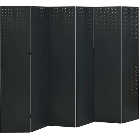 Maison Exclusive - Paravento a 6 Pannelli 2 pz Nero 240x180 cm in Acciaio (1/5)