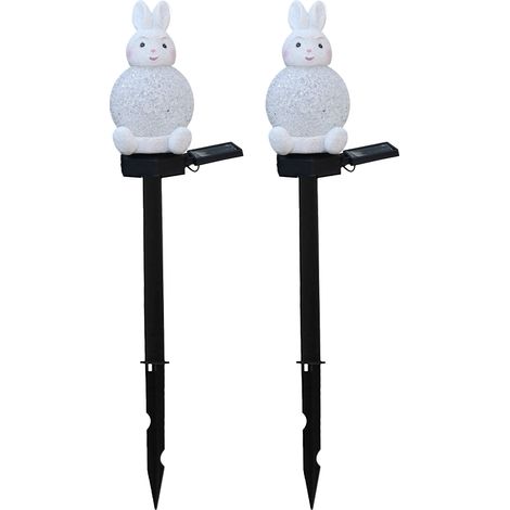 Set mit 2 dekorativen Solar-Gartenleuchten in Hasenform, 7 wechselnde Farben, LED, wasserdicht, für Einfahrt, Rasen, Garten, Sicherheitsbeleuchtung (1/5)