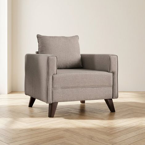 Ländlicher Sessel Beige Melange gewebter Stoff Bella (1/5)