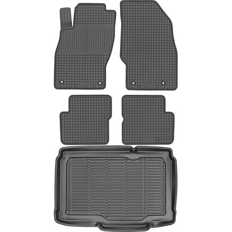 SET di tappetini in gomma per auto e tappetino per bagagliaio per Opel Corsa D Hatchback dal 2006 al 2015