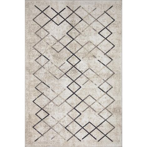 Tapis salon et chambre 150x230 crème rectangle tissé motif scandinave JOINTA