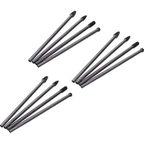 12 Pièces Longue Portée Fraise Rotative Double Coupe En Tungstène Peu de Carbure Tige de 1/4 Pouce de 6 Pouces (1/5)