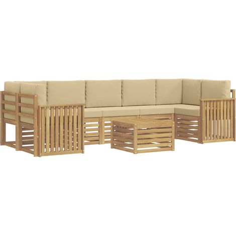 Ensemble de canapés d'extérieur 8 pc Blanc et Beige Polyester vidaXL