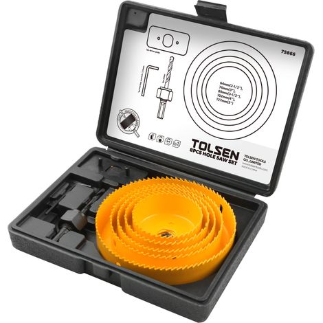SET 8PZ FRESE A TAZZA BI-METALLO 64-76-89-102-127MM TOLSEN