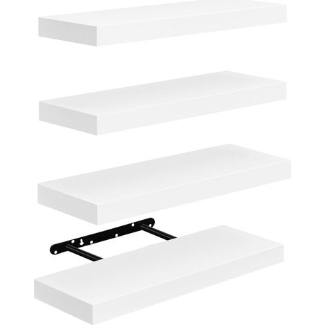 Étagères Murales, 40 cm étagères Murales en Bois de Paulownia, Ensemble de 4 étagères pour Salle de Bain, Chambre, Bureau, Salon, Cuisine, etc. (1/5)