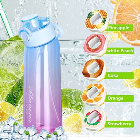Gourde Air Water Up 900 ml, pack de démarrage Air, gourde aromatisée avec capsules parfumées pour le camping, orange et vert + 3 anneaux aléatoires orange et vert