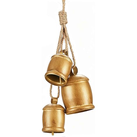 Cloche décorative vintage en fer forgé avec corde de chanvre, style rustique, idéale pour Noël, entrée, jardin, ferme et mariage (Type D). (1/5)
