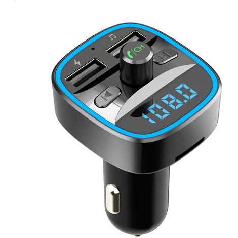 Zwei USB-Anschlüsse 5 V/2,4 A und 1 A, kabelloses MP3-Musik-Autoladegerät, unterstützt TF-Karte/USB-Flash-Laufwerk, Bluetooth-Auto, Bluetooth 5.0, FM-Transmitter, Radioadapter, Musikplayer, Freisprech