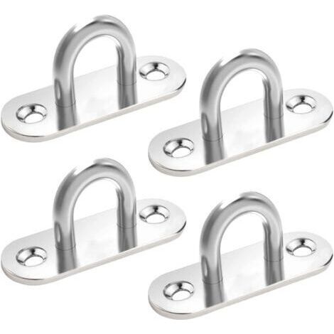 Paquet de 4 panneaux d'oeil en acier inoxydable, couvercles de panneau d'oeil, 304 crochets en métal crochets de plafond en forme de U, crochets fixes chaises suspendues auvent accessoires de bateau (1/5)