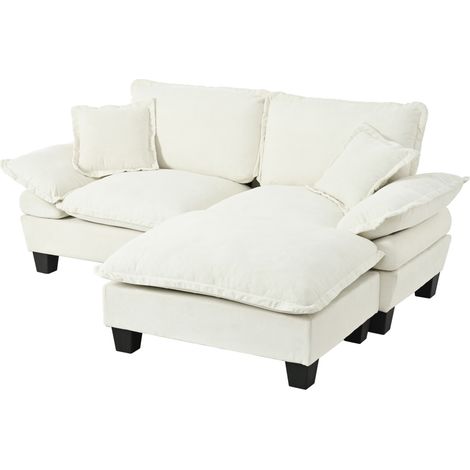 Modulares Ecksofa in Beige aus Chenille mit 1 beweglichem Hocker und 2 Kissen (1/5)