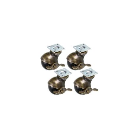 Lot de 4 Roulettes Freinées Pivotantes à 360 Degrés Diamètre 40mm Roue à Bille Vintage pour Meubles (1/5)