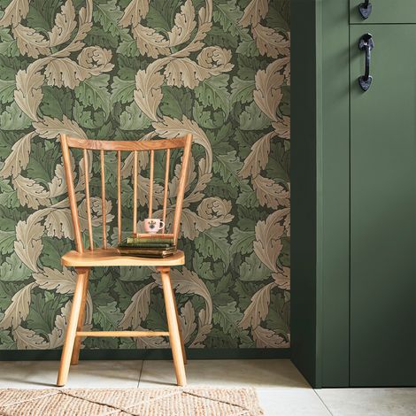 Papier peint intissé William Morris Acanthus Green 1005 x 52cm Vert