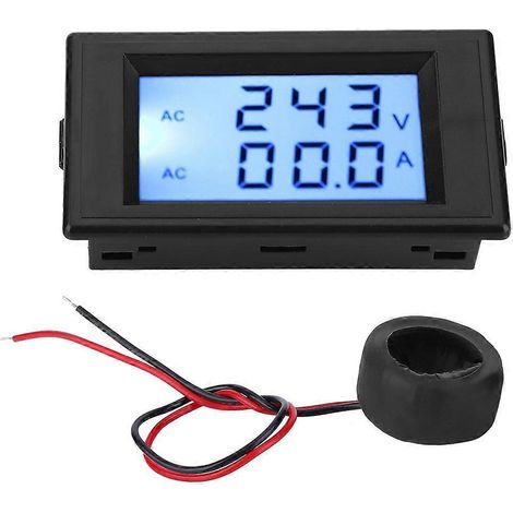 D69-2042 Doppelanzeige-Voltmeter/Amperemeter AC 80–300 V 0–50 A 0–100 A mit Stromwandler, Schwarz