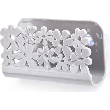 Support à ventouse pour évier - Égouttoir à vaisselle en plastique - Organiseur de rangement gris - Panier pour éponge. - Gri - Gris (1/5)