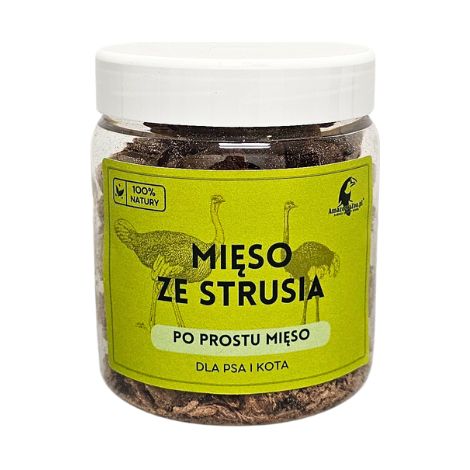 Carne di struzzo liofilizzata 90 g per cani e gatti  allergie alimentari  acidi Omega  GUSTO SANO (1/2)