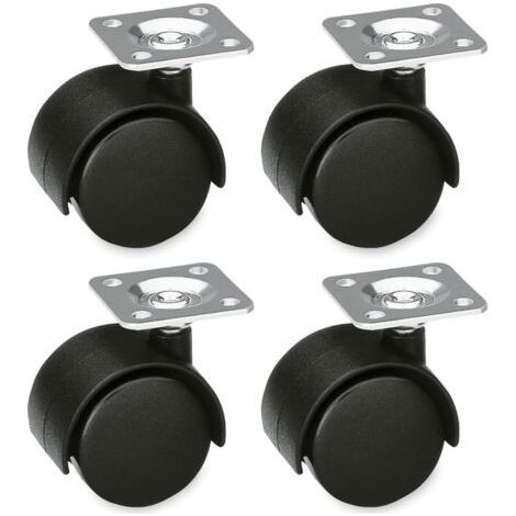 4er-Set Möbelrollen 49 mm ohne Bremse - 50 kg/Rad, Stahlplatte für Bürostühle und Couchtische (1/5)