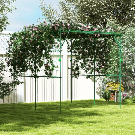 Traliccio in acciaio per impianto elettrico, antiruggine, supporto per piante rampicanti, spalliera, 223 x 223 x 223 cm, arco di rose, verde