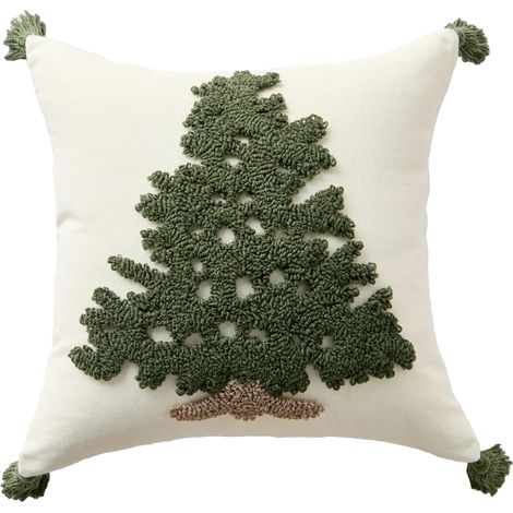 CCYKXA Hübscher Weihnachtskissenbezug aus Fleece, 45 x 45 cm, mit Bommel, zur Dekoration des Sofas (1/5)