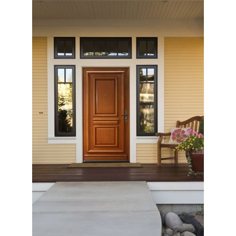 Puerta de entrada de madera maciza Tahi 1, H.215 x L.90 cm, lado del tablero izquierdo, pomo, cilindro, GD MENUISERIES