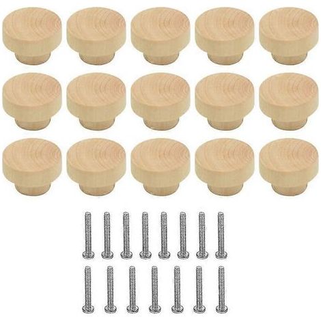 Tiradores de madera para cajones (15 piezas) - Tiradores redondos para armarios y muebles (1/5)