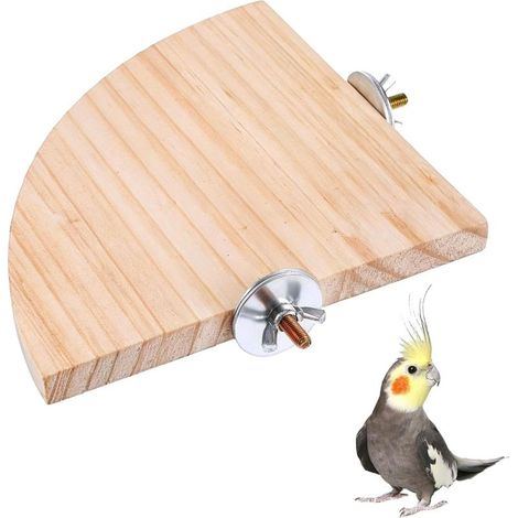 Perchoir pour oiseaux – Support d'angle en bois en forme d'éventail de 15 cm (5,9 pouces) pour perroquets, hamsters et petits animaux de compagnie (1/5)