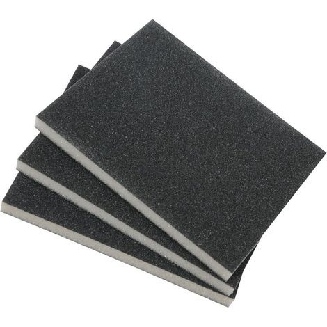 Set di 3 spugne abrasive con grana fine, media e grossa per legno e metallo - carta vetrata per uso asciutto e bagnato (1/5)
