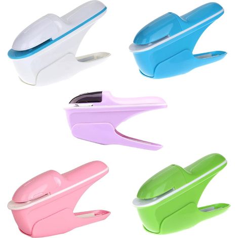 Agrafeuse sans agrafes pour documents de bureau, mini agrafeuse de bureau en ABS écologique et sûre, petite agrafeuse portative, multicolore (1/4)