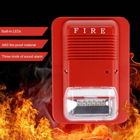 Système d'alarme incendie sonore et lumineuse avec avertisseur stroboscopique et détecteur de mouvement pour la maison, le bureau ou l'hôtel. (1/5)