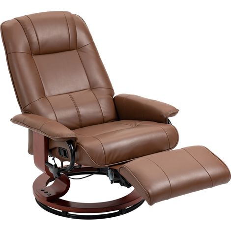 Fauteuil relax pivotant en cuir synthétique avec repose-pieds et fonction allonge pour salon et chambre (1/5)