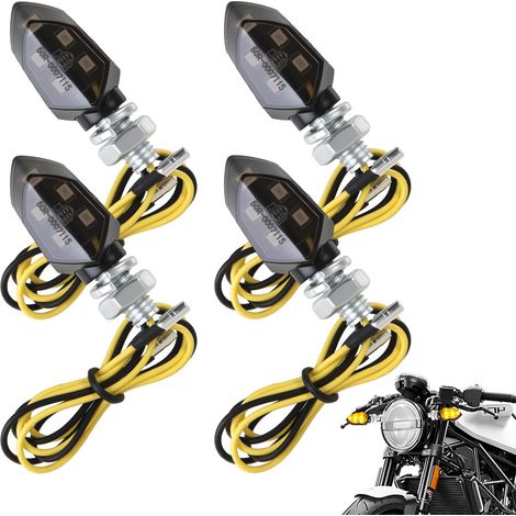 4 PCS Clignotants Moto LED 12V avec Homologation E, Mini Clignotants Moto 5 LED , Feux de Clignotant Étanches IP65 Universels pour Motos, Mobylette, Scooter, Quad, Motocross (1/5)