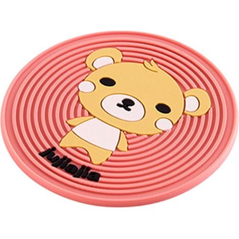 Accessoires de rangement de cuisine Dessous de verre en silicone dessin animé motif animal table basse napperon isolation des boissons dessous de verre dessous de verre napperon 8.8 8.8cm rouge 1 piè