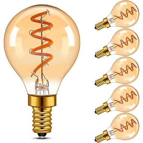 Ampoule LED 3W Vintage Filament G45 Forme Goutte 2200K Lumière Chaude Lustre Décoratif 50lm 230V Verre Ambre (1/5)