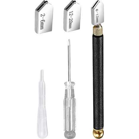 Coupe Verre Professionnel 2-20 mm, Diamant Coupe Verre avec Pointe en Carbure, Coupe Verre Diamant à Main avec Alimentation Automatique en Huile, Outil de Coupe compatible avec Verre, Carrelage, Miroi (1/5)