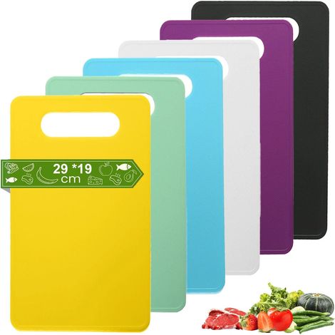 Planche découper en plastique, antidérapante, pour cuisine 29 x 19 cm - Pain, légumes, viande - Sans BPA (1/5)