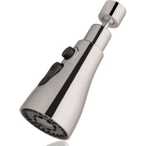 Douchette Evier Cuisine - 360 Degres - 3 Modes Pulverisation - Adaptateur 22 mm Mâle / 24 mm Femelle - Laiton ABS - 1 Piece (1/4)