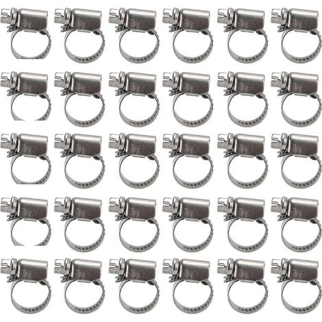 30 colliers de serrage, conception allemande, réglables, en acier inoxydable 304, pour conduites de carburant, colliers de serrage pour tuyaux, 8-16