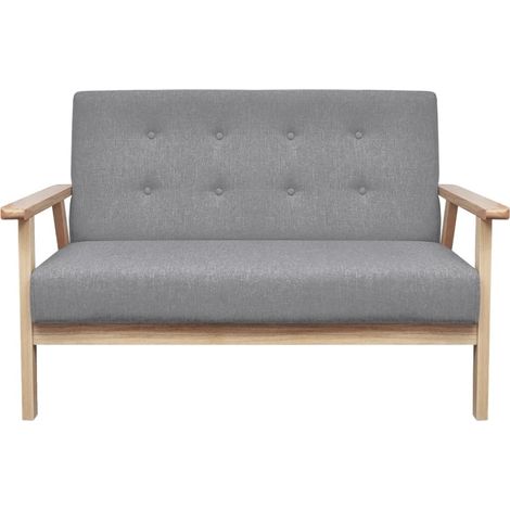 Sofá de 2 plazas para salón interiorismo tela gris claro 020020635