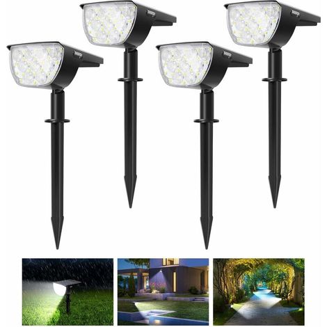 【4 Pack 30 LEDs】Solar Spot Lights Outdoor, IP67 Waterproof Solar Lights Dimmable Solar Spotlight with 180° Solar Panel Solar Powered Outdoor Lighting for Garden, Yard, Path, Driveway… (1/5)