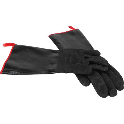 Gants de barbecue résistants aux hautes températures (500 °C), imperméables, résistants aux acides et aux alcalis, gants de jardin noirs, 43 cm (17 pouces) (1/5)
