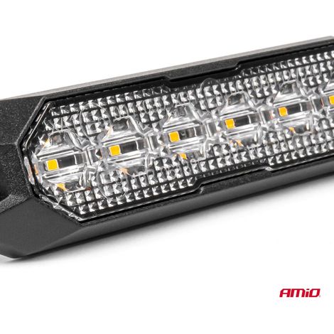 Feu clignotant plat 6x3W LED R65 R10 12V 24V amio-03930 (1/4)