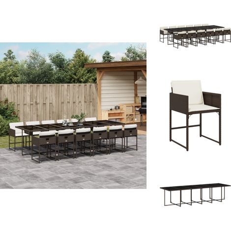 13-tlg. Garten-Essgruppe mit Kissen Braun Poly Rattan - Gartentisch - Gartenmöbel - Essgruppe - Gartenset - Outdoor Möbel (1/5)