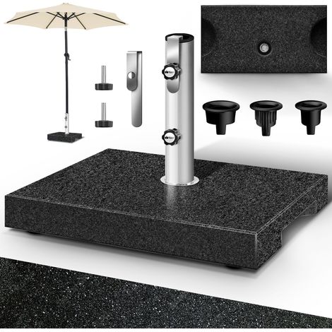 tillvex Base per ombrellone in granito con maniglia per il trasporto, antracite - 27 kg, rettangolare  Base per ombrellone con tubo in acciaio inox  Base per ombrellone da balcone per pali da 16-48 mm