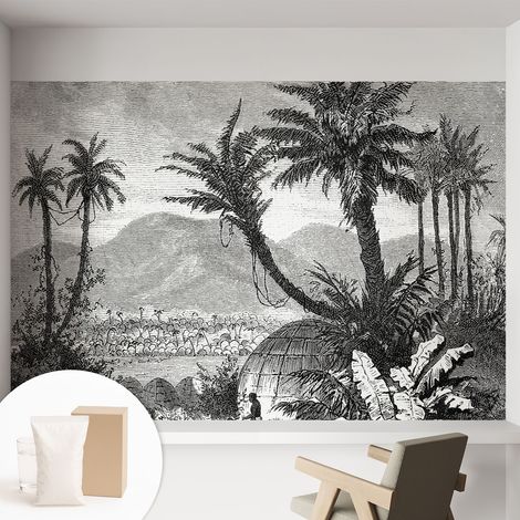 Tapete Vliestapete mit Kleber Wandtapete modern - Tapete mit Motiv - Tapete Schlafzimmer Tropische Oase 152x104 cm