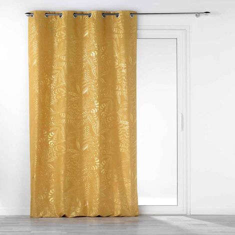 Rideau à Œillets Imprimé "Belflor" 140x260cm Jaune (1/4)