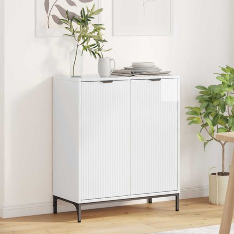 Buffet 2 portes blanc brillant en bois d’ingénierie, 69,5 x 33 x 82 cm - PANGIVO (1/5)