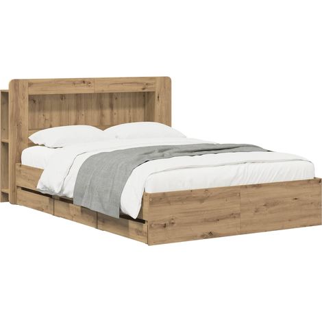 Bettgestell mit Stauraum und Kopfteil Artisan-Eiche vidaXL (1/5)